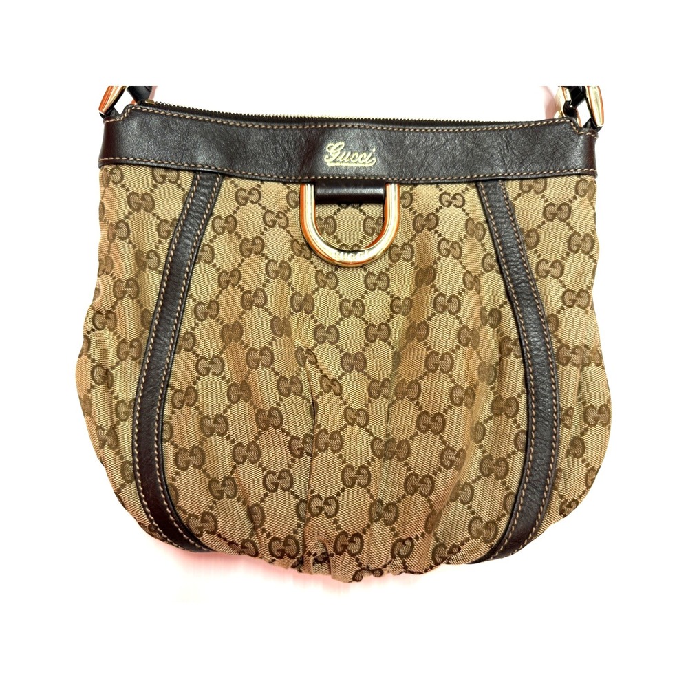 Gucci Guccissima Abbey D-Ring BEIGE Shoulder Bag Brown Crossbody AUTHENTIC!
